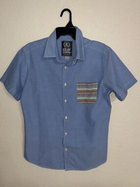 Kolby Clothing Company man’s Short Sleeve Blue button-down shirt Size M